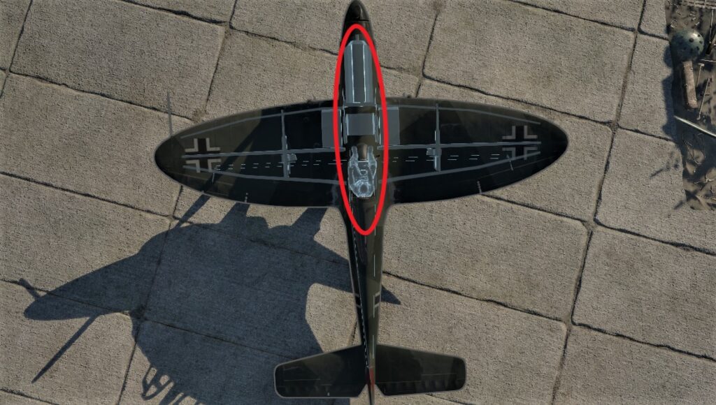 ゲームWar Thunder(ウォーサンダー)パイロット付近を狙っている画像