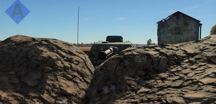 被弾面積が小さくなる様にハルダウンしている画像